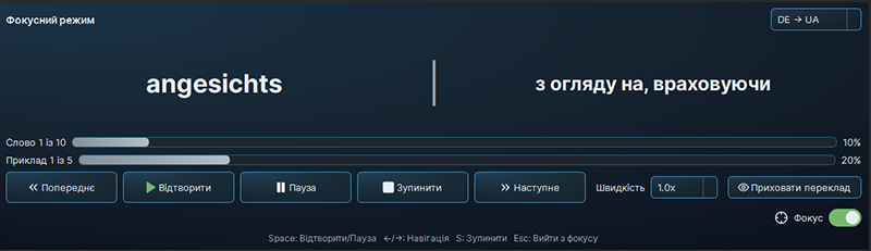 Фокусний режим OverLeX Desktop